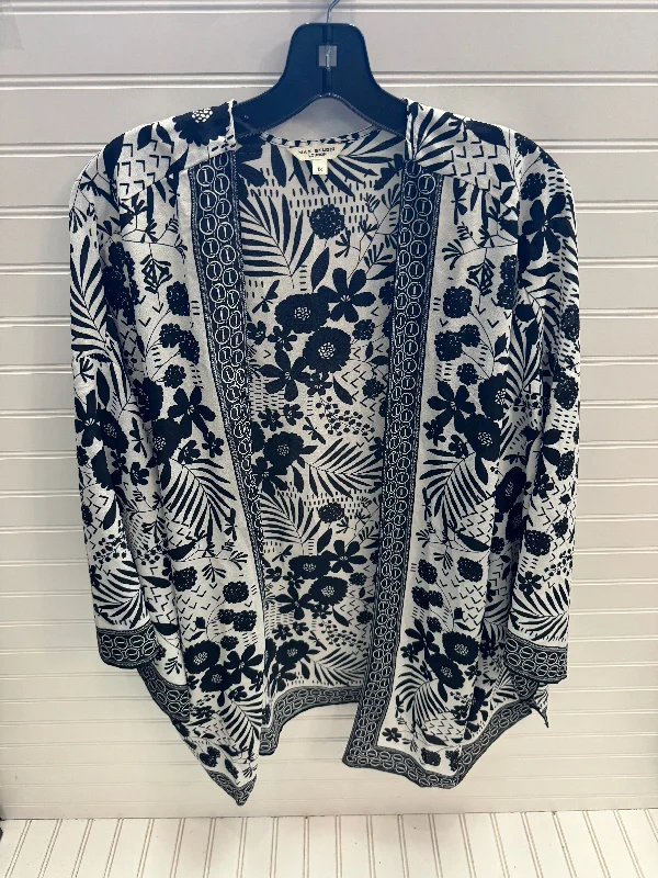 Kimono with Tribal Prints-Kimono By Max Studio In Black & White, Size: 1x