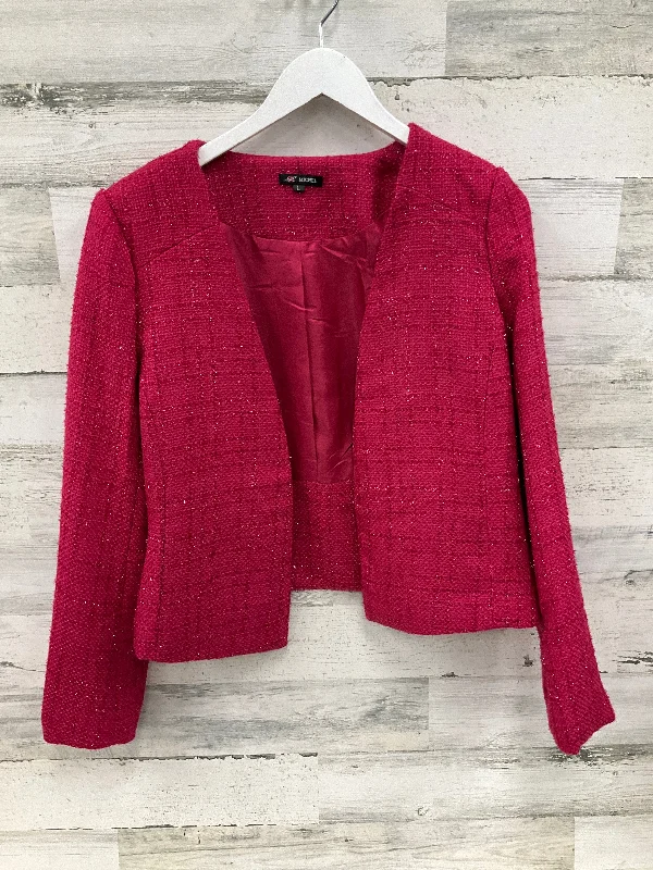 Women's Woolen Plaid Blazers -Blazer By Clothes Mentor In Pink, Size: L