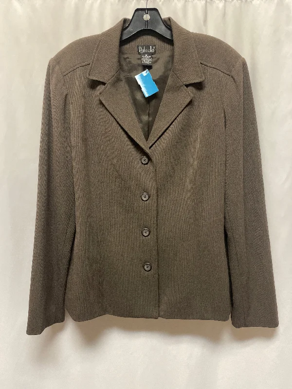Women's Checked Wool Blazers -Blazer By Rafaella In Brown, Size: Xl