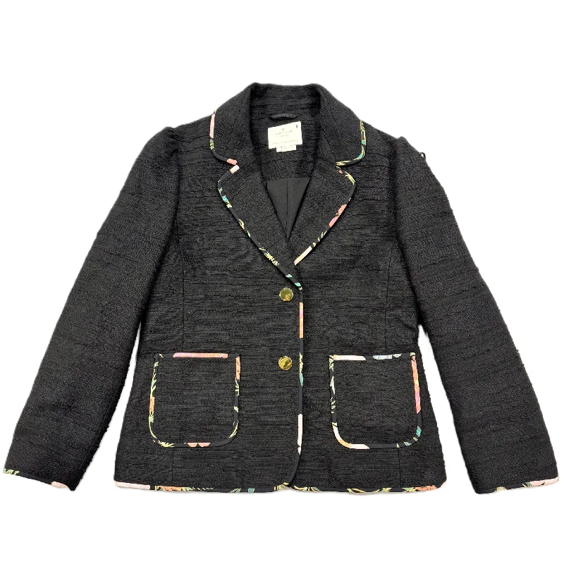 Women's Tailored Blazers with Pleats -Blazer Designer By Kate Spade In Black, Size: S