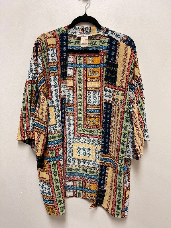 Kimono with Hand-Painted Print-Kimono By Flying Tomato In Multi-colored, Size: L