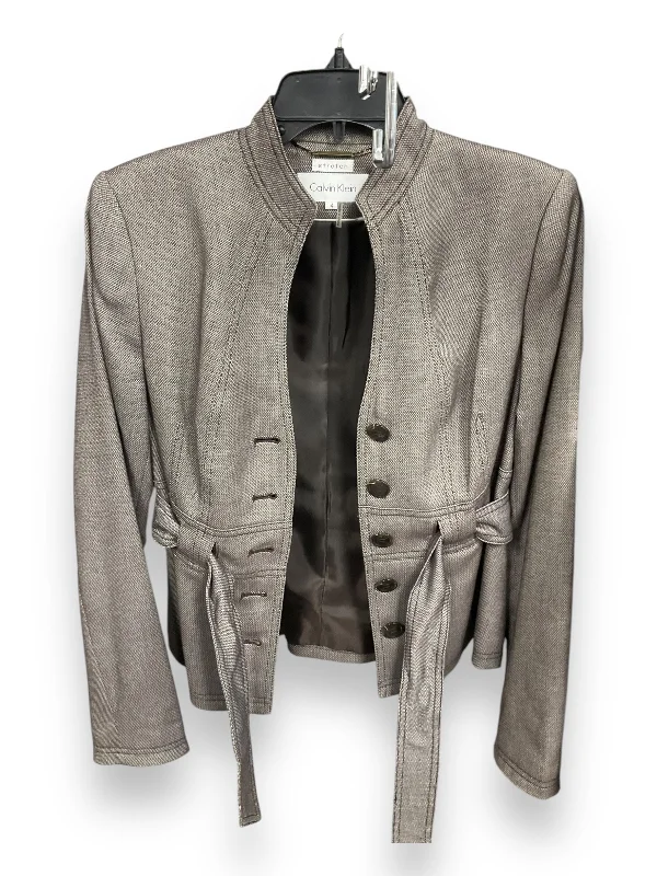 Women's Summer Lightweight Blazers -Blazer By Calvin Klein In Brown, Size: S