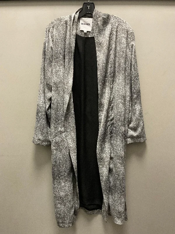 Kimono with Bold Abstract Design-Kimono By Bb Dakota In Grey, Size: L