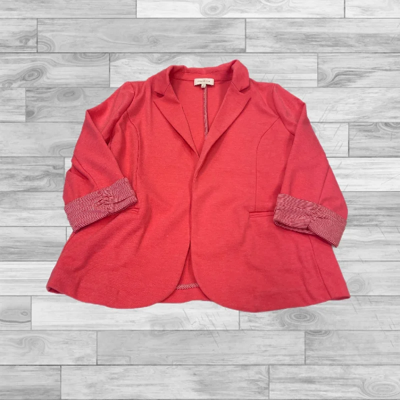Women's Houndstooth Blazers -Blazer By Skies Are Blue In Coral, Size: M