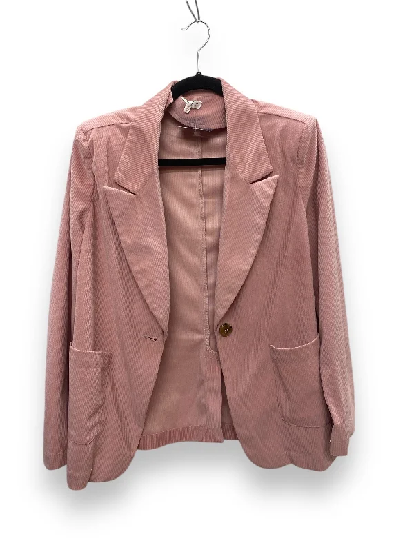 Women's Double Button Tweed Blazers -Blazer By Tcec In Pink, Size: M