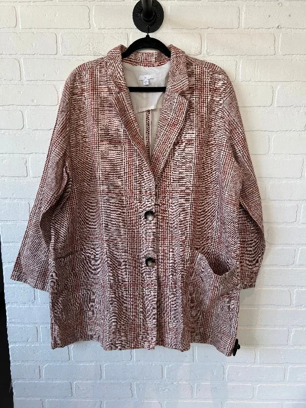 Women's Elegant Printed Blazers -Blazer By J. Jill In Brown & White, Size: Xl
