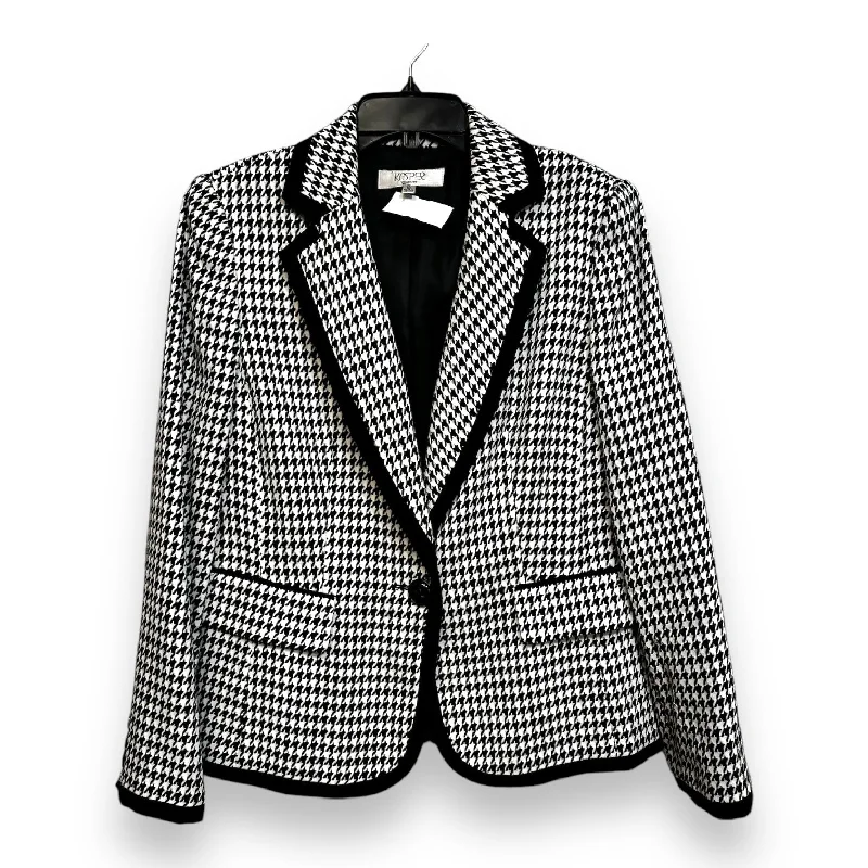 Women's Woolen Plaid Blazers -Blazer By Kasper In Black, Size: 10