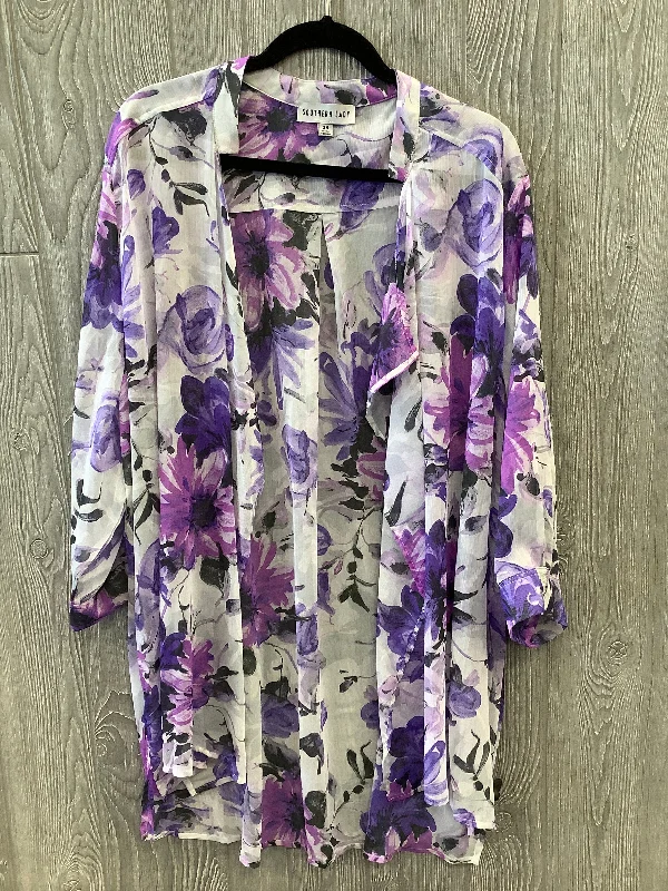 Kimono for Poolside Glam-Kimono By Clothes Mentor In Purple, Size: 3x