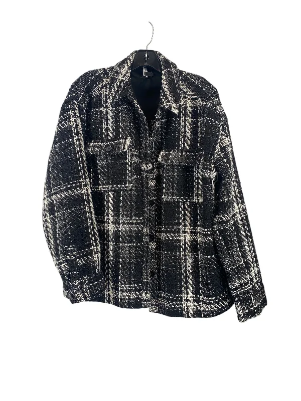 Women's Double Button Wool Blazers -Blazer By Express In Black & White, Size: L