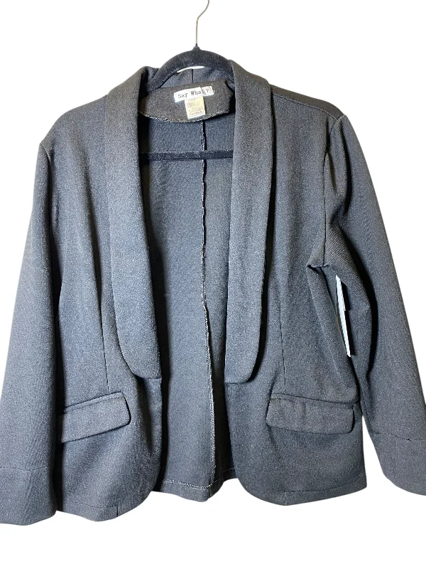 Women's Fashion Woolen Blazers -Blazer By Say What In Black, Size: L