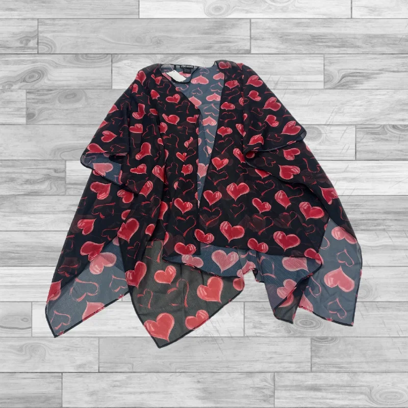 Kimono with Embroidered Flowers-Kimono By Steve Madden In Black & Red, Size: Osfm
