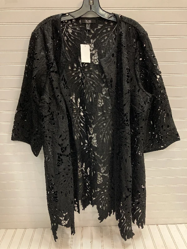 Kimono with Rich Prints-Kimono By Dennis Basso Qvc In Black, Size: 1x