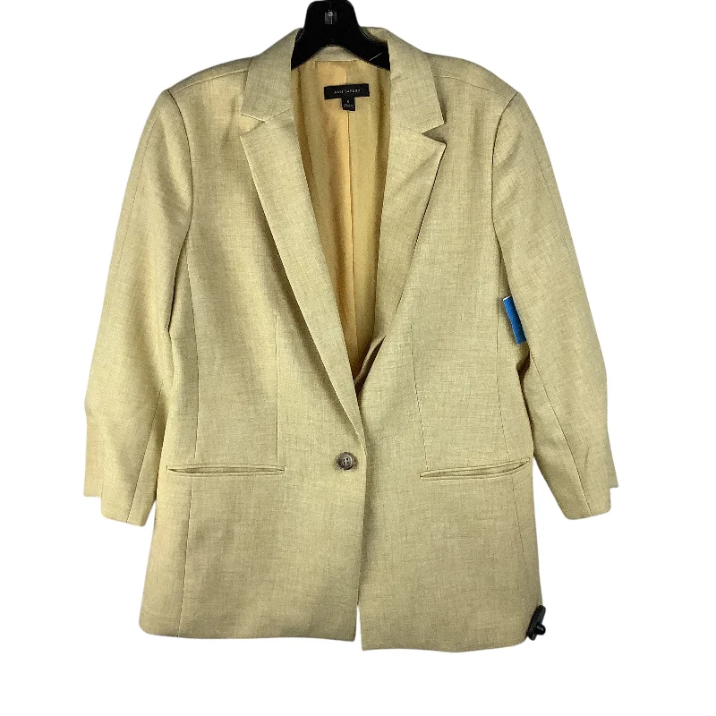 Women's Blazers with Faux Fur Collar -Blazer By Ann Taylor In Yellow, Size: L