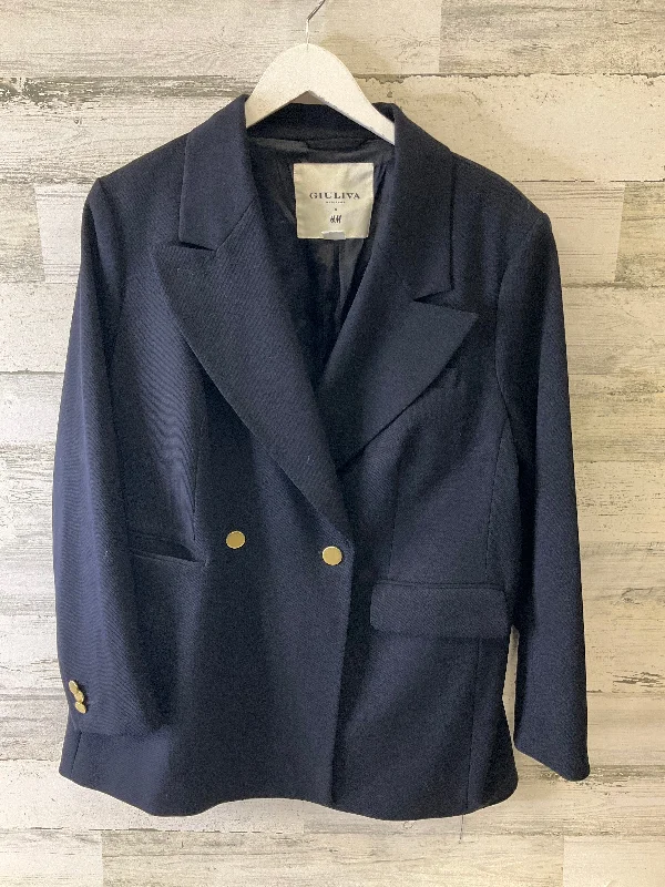 Women's Blazers with Check Prints -Blazer By Cmc In Navy, Size: Xl