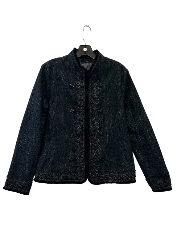 Women's Double-front Blazers -Blazer By Bay Studio In Black Denim, Size: L