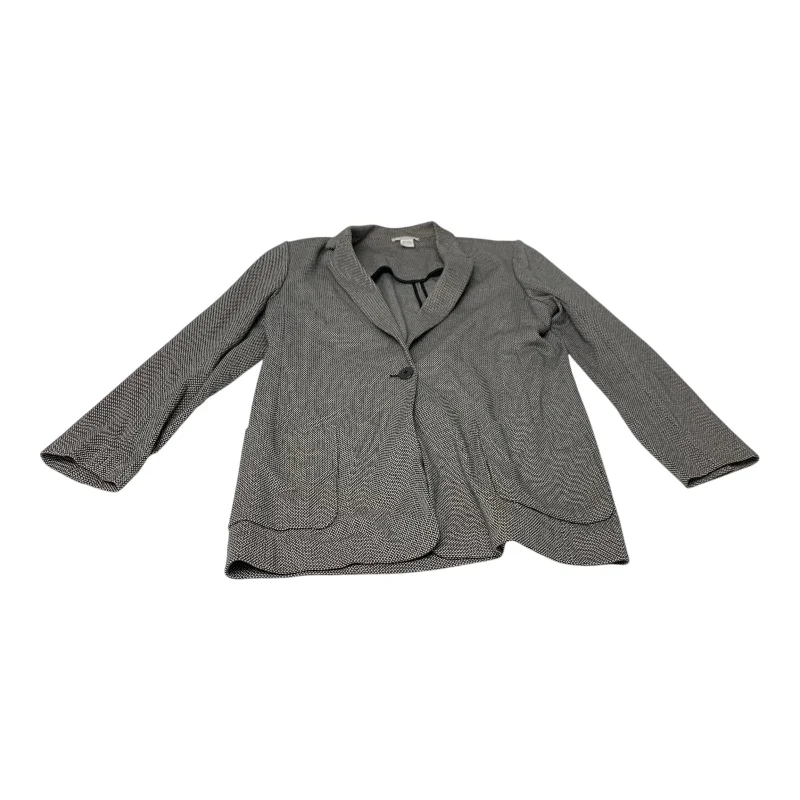 Women's Stylish Button-up Blazers -Blazer By Joan Vass In Black & White, Size: 3x