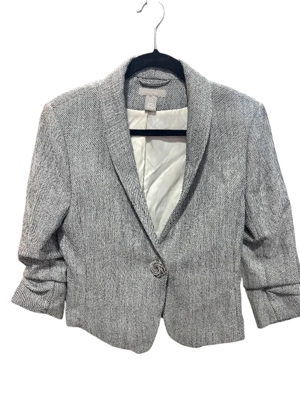 Women's High Collar Blazers -Blazer By H&m In Black & Grey, Size: S