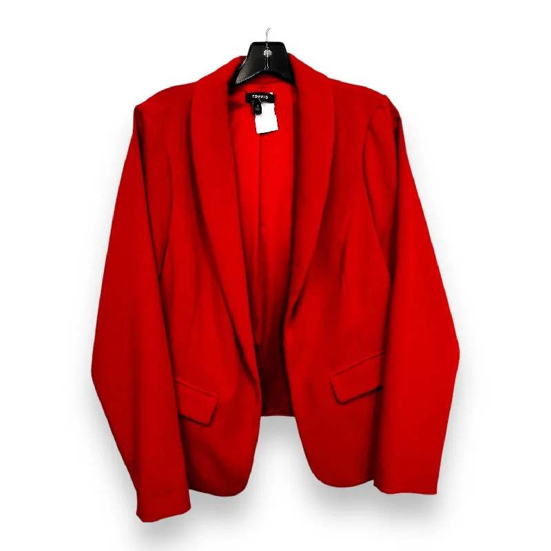 Women's Patterned Blazers for Work -Blazer By Torrid In Red, Size: Xl