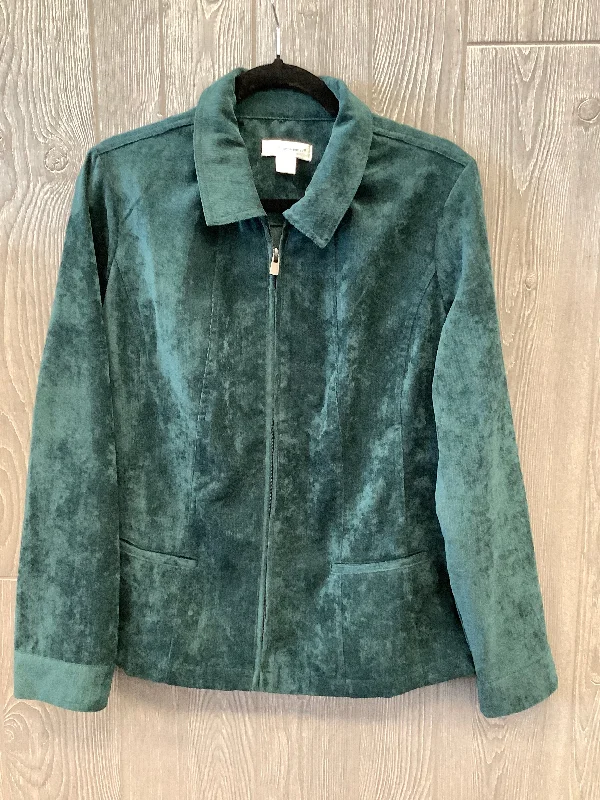 Women's Woolen Blazers with Patterns -Blazer By Christopher And Banks In Green, Size: L Women's Woolen Blazers with Patterns -Blazer By Christopher And Banks In Green, Size: L