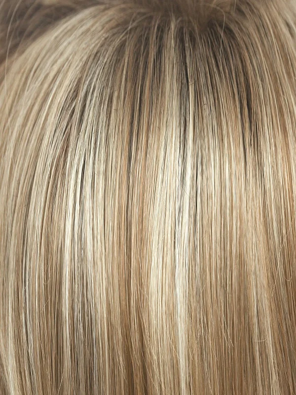 Sugar Cane R | Med Brown rooted, Platinum Blonde and Strawberry Blonde 50/50 blend base with Light Auburn highlight