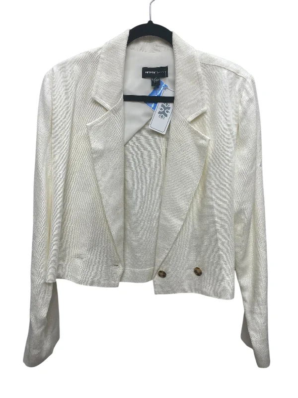Women's Black Woolen Blazers -Blazer By Fifteen Twenty In Cream, Size: L