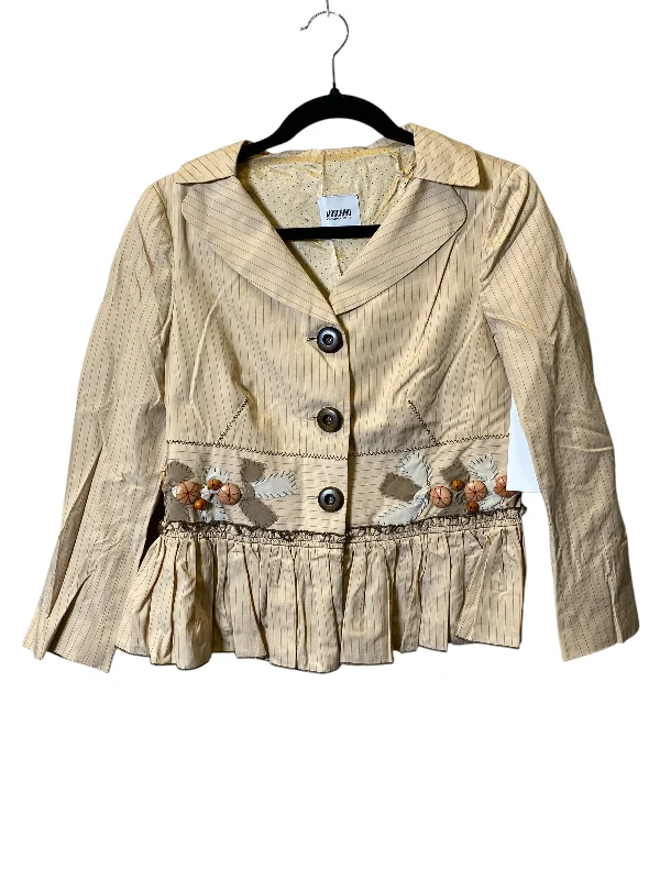 Women's Blazers with Double Buttons -Blazer Designer By Moschino In Beige, Size: M