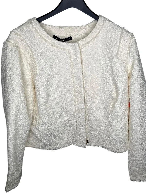 Women's Blazers with Ruffles -Blazer By White House Black Market In Cream, Size: 18