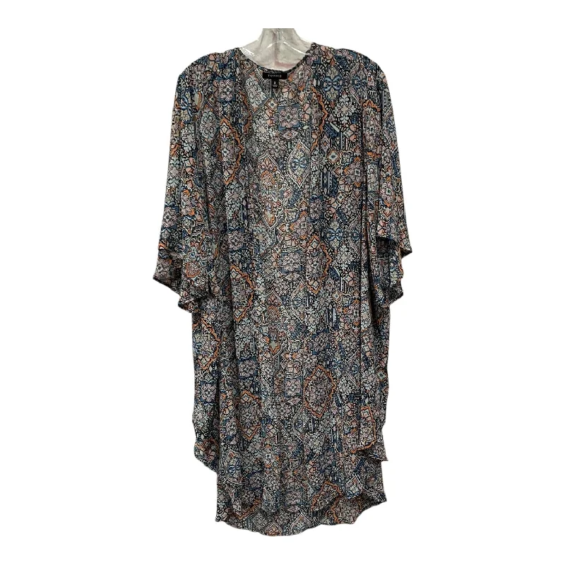 Kimono for Mediterranean Style-Kimono By Torrid In Black & Blue, Size:3X