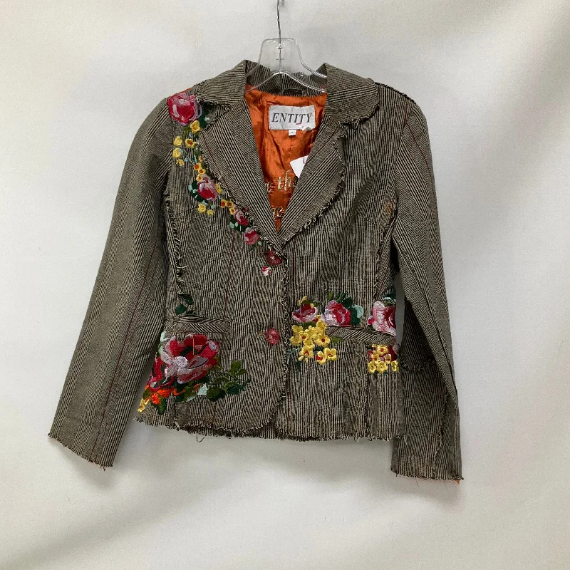 Women's Casual Checkered Woolen Blazers -Blazer By Cmc In Plaid Pattern, Size: S
