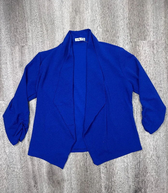 Women's Tweed Woolen Blazers -Blazer By Doublju In Blue, Size: 2x