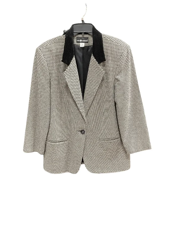 Women's Embellished Cotton Blazers -Blazer By Sag Harbor In Black & White, Size: L