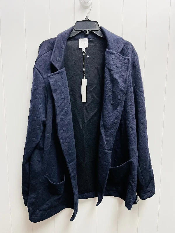 Women's Blazers with Geometric Designs -Blazer By Clothes Mentor In Navy, Size: 30