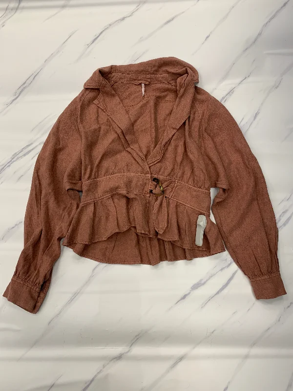 Women's Button-down Casual Blazers -Blazer By Free People In Brown, Size: Xs