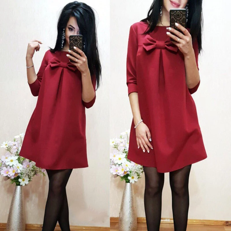 Women's Boho Dress-2018 Spring  Autumn New Arrival Women Sexy Black Crochet Lace Long Sleeve Loose Shift Dress Female Patchwork Straight Dresses