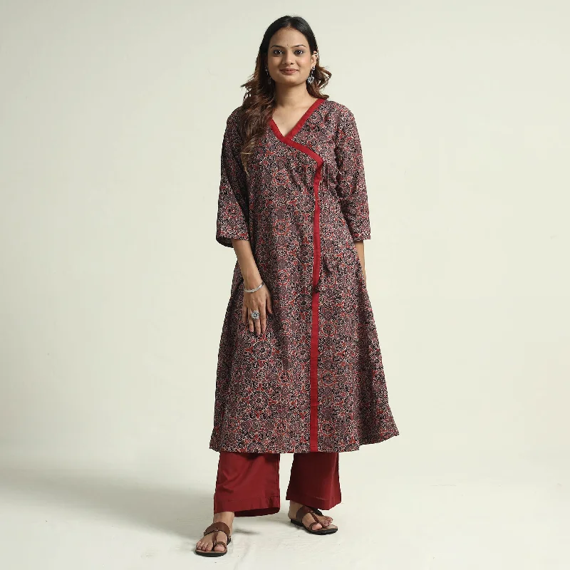 Women's Body-hugging Midi Dress-Brown - Ajrakh Block Printed Cotton Flared Kurta with Palazzo Set Women's Body-hugging Midi Dress-Brown - Ajrakh Block Printed Cotton Flared Kurta with Palazzo Set