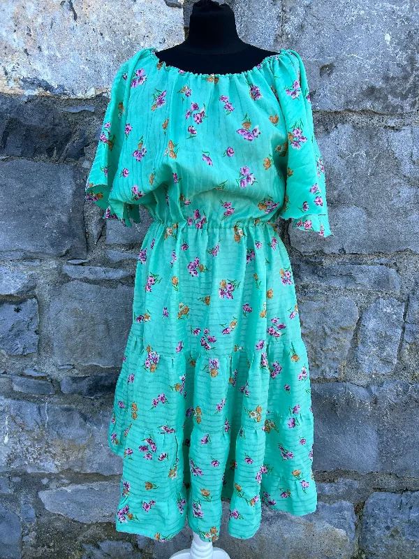 Women's Elegant Summer Dress-80s green tiered dress uk 12-14