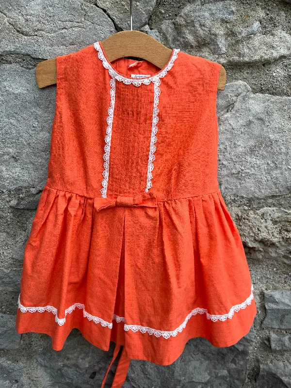Women's Chiffon Dress-80s orange dress   2y (92cm)