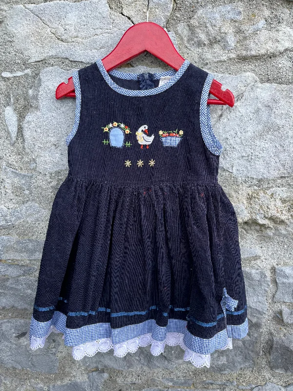 Women's Long Tunic Dress-90s duck navy cord dress   2-3y (92-98cm)