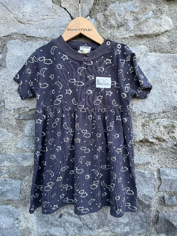 Women's A-line Midi Dress-90s stars&suns navy dress  18-24m (86-92cm)