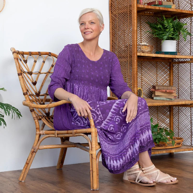 Women's Draped Sleeve Midi Dress-Free Flowing Midi Dress | Handmade, Fair Trade