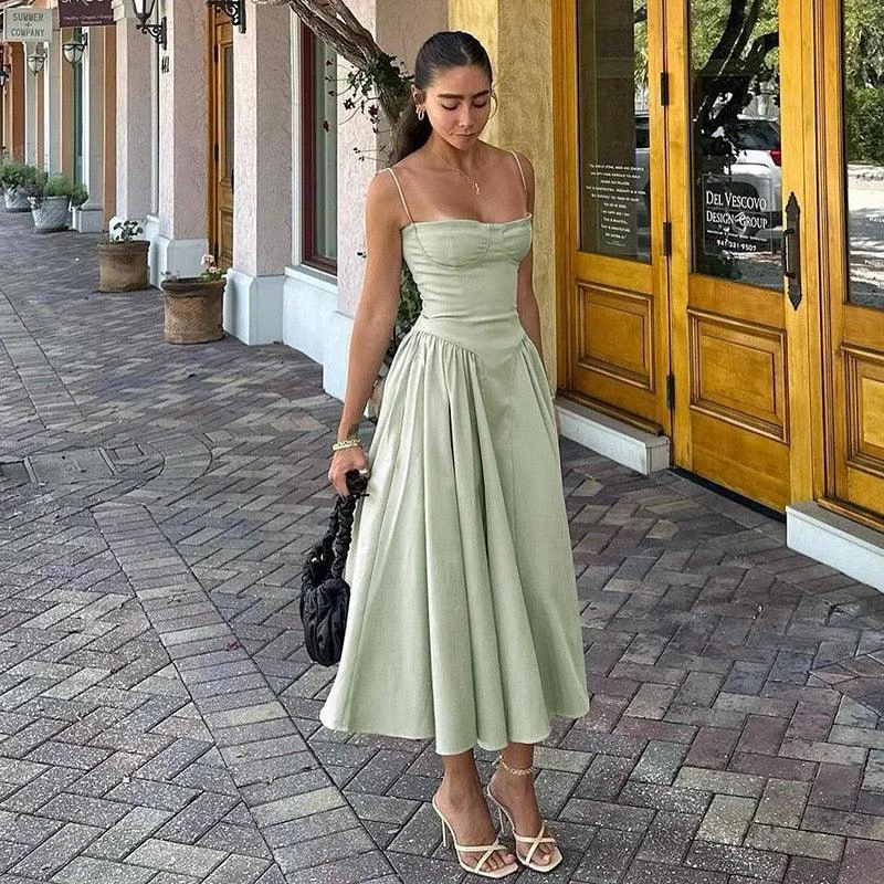 Women's Shift Midi Dress-Agastha Midi Vintage Retro Dress