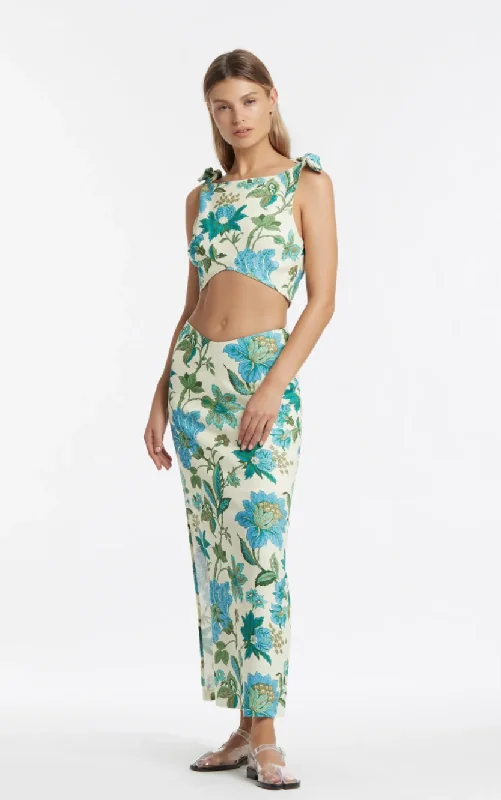 Women's Casual Loose Midi Dress-Alexandre Knot Set in Marguerite Print