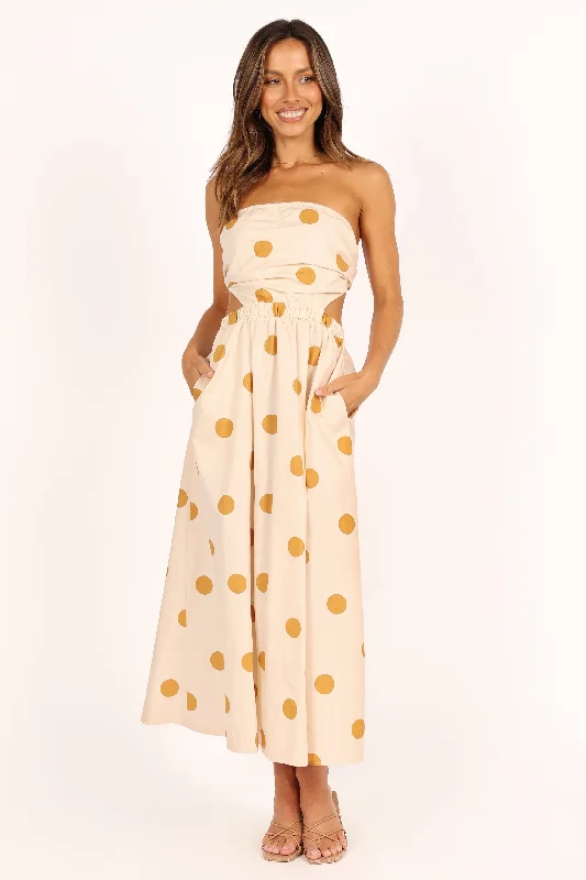 Women's Body-hugging Dress-Angelique Dress - Beige Spot