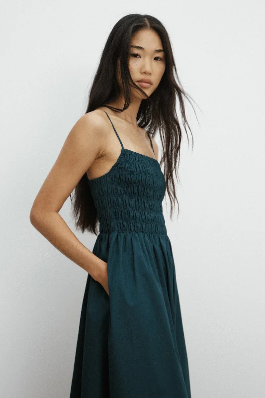 Women's Tartan Dress-Aubrey Rouched Dress