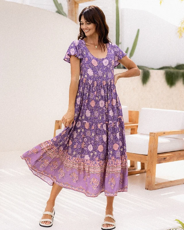 Women's Skirted Dress-Audrina Dress - Orchid Vista