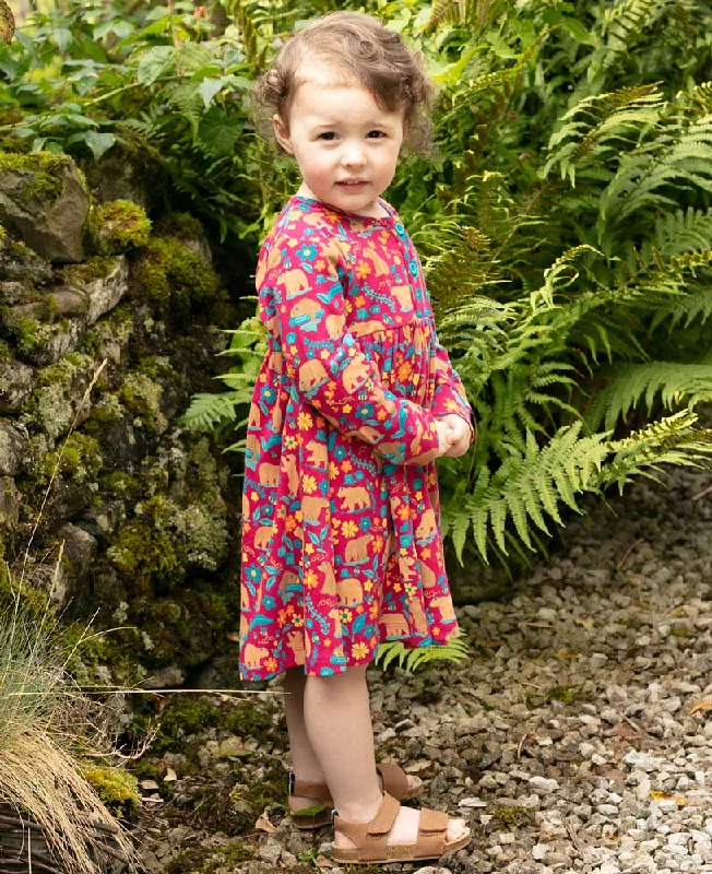 Women's Tie-dye Dress-Bears maroon dress  4y (104cm)