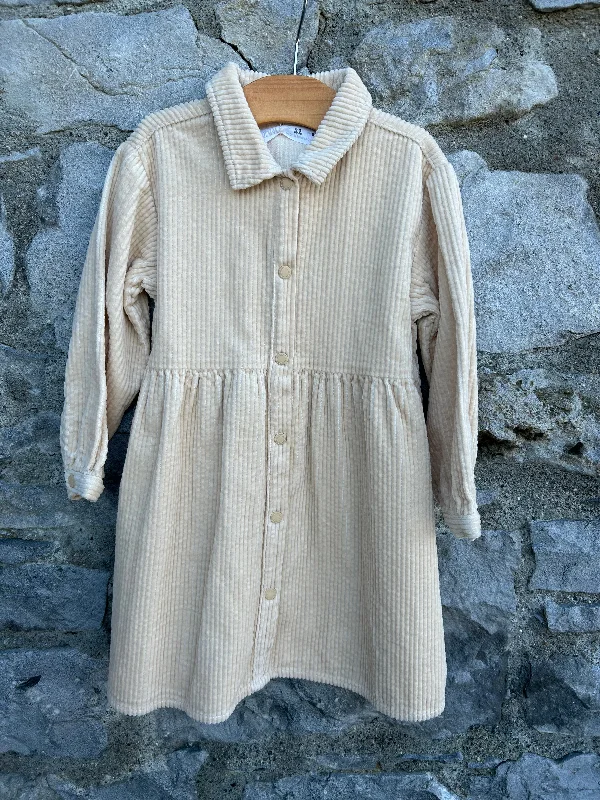 Women's Halter Neck Dress-Beige ribbed dress  2-3y (92-98cm)
