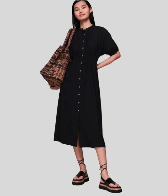 Women's Ribbed Midi Dress-Black Amber Midi Dress