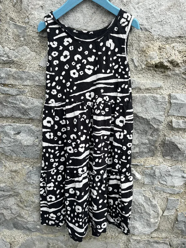 Women's Knit Bodycon Dress-Black&white dress   11-12y (146-152cm)