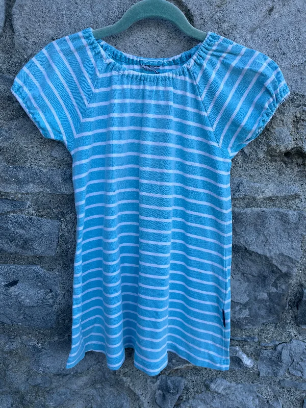 Women's Satin Midi Dress-Blue stripy dress    4-5y (104-110cm)